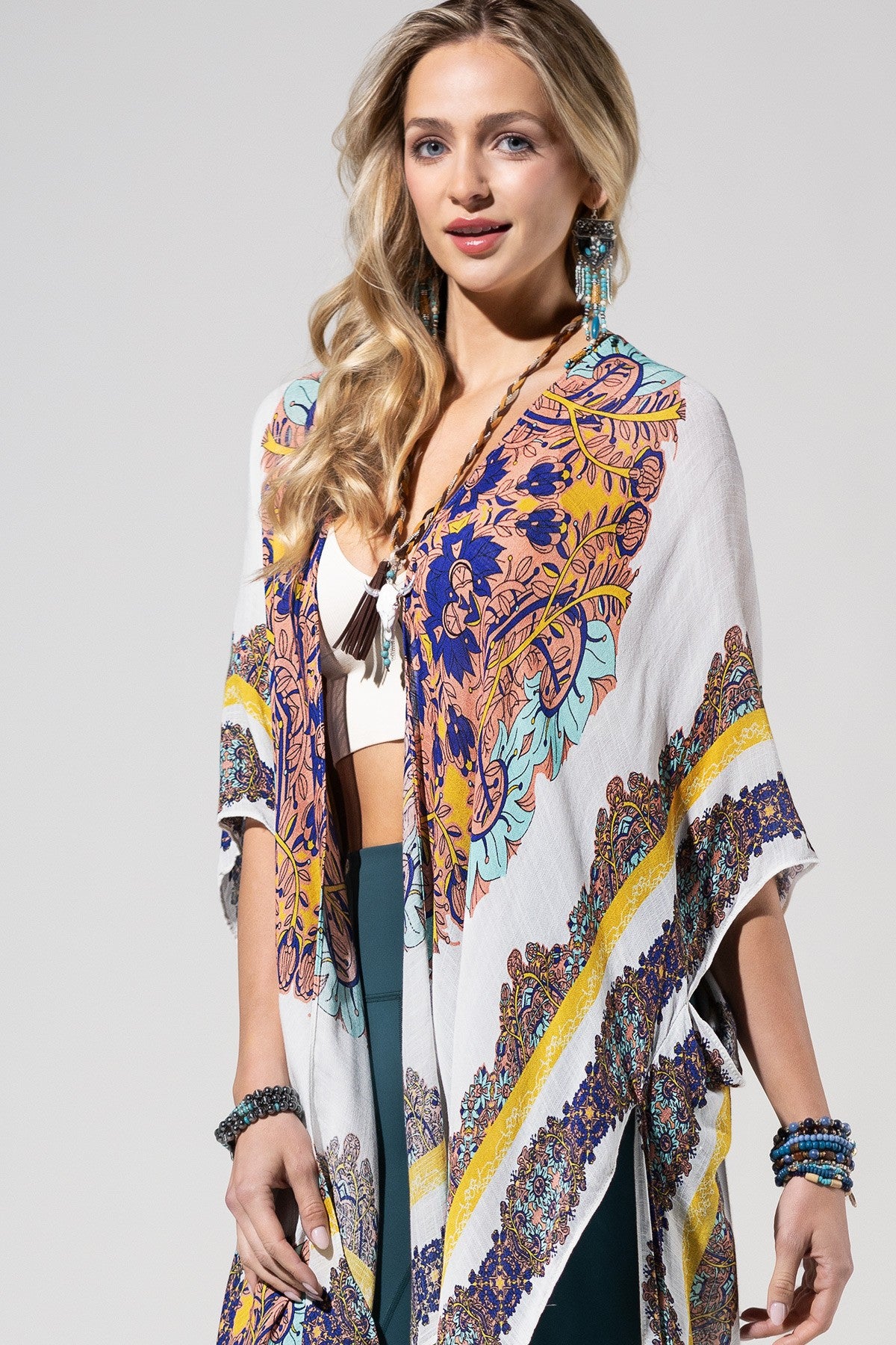 White Sunburst Mandala Kimono