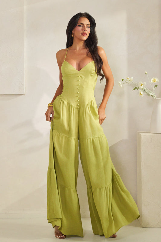 Lime Green Wide Leg Jumpsuit
