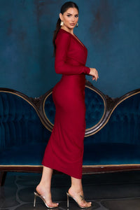Essenia Midi Dress - Burgundy