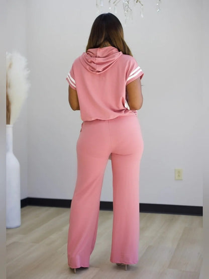 Pink 2-Piece Hoodie Matching Set