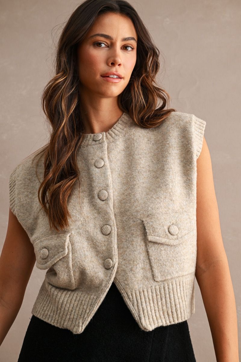 Naomi Beige Sweater Vest