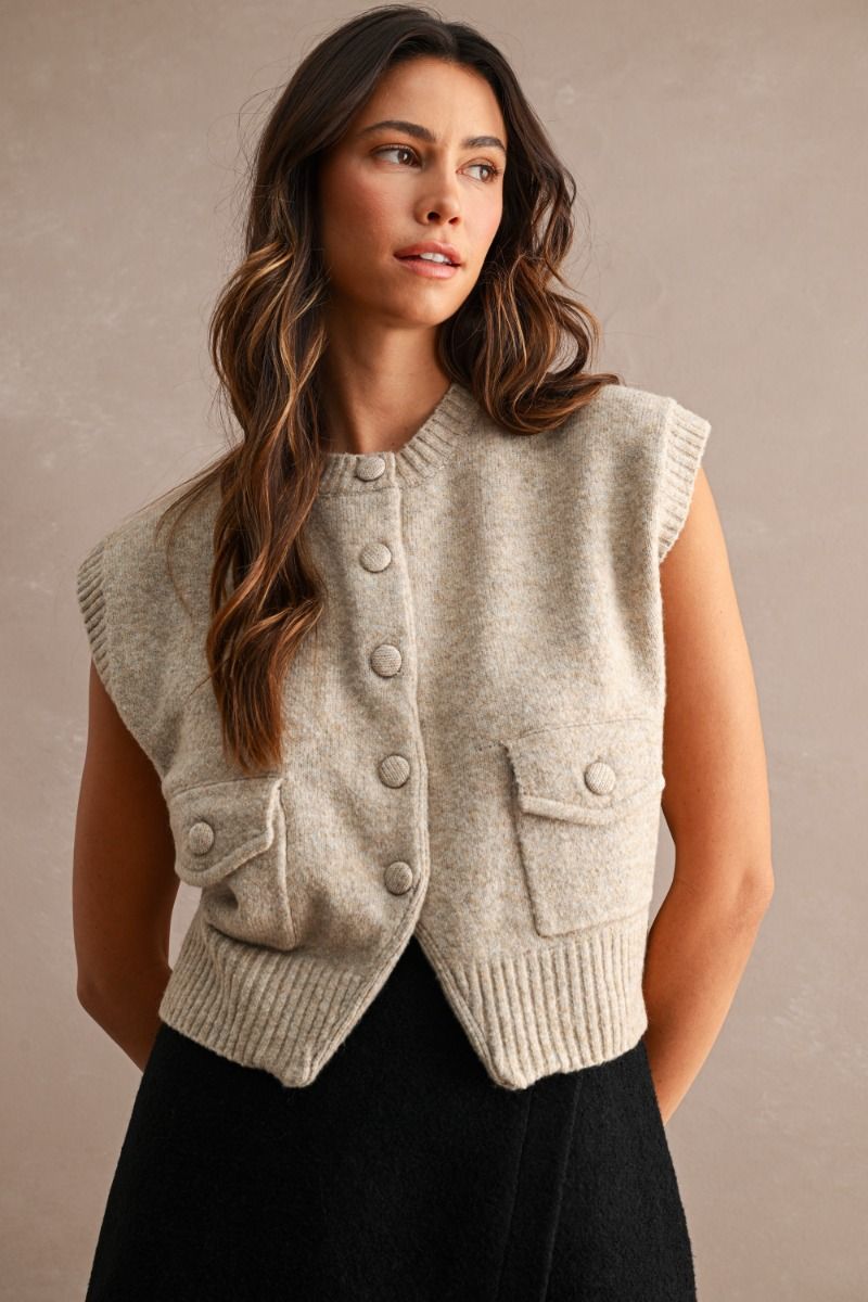 Naomi Beige Sweater Vest