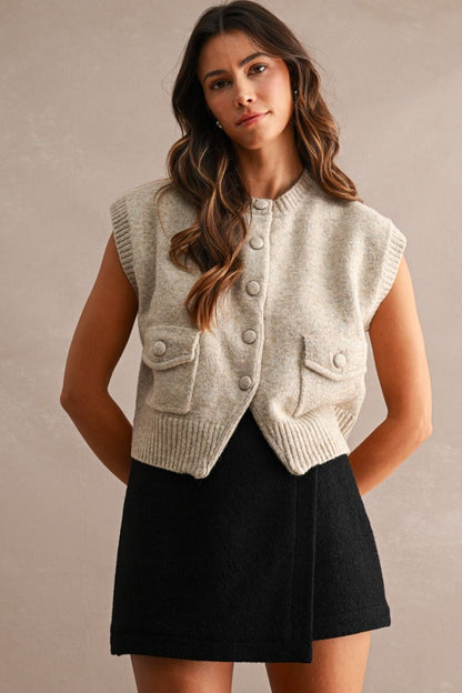 Naomi Beige Sweater Vest