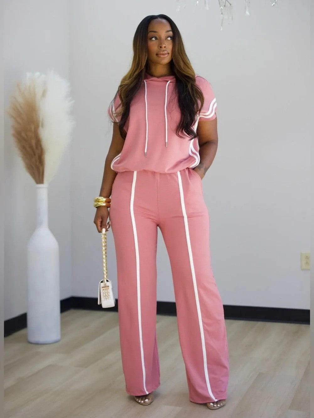 Pink 2-Piece Hoodie Matching Set