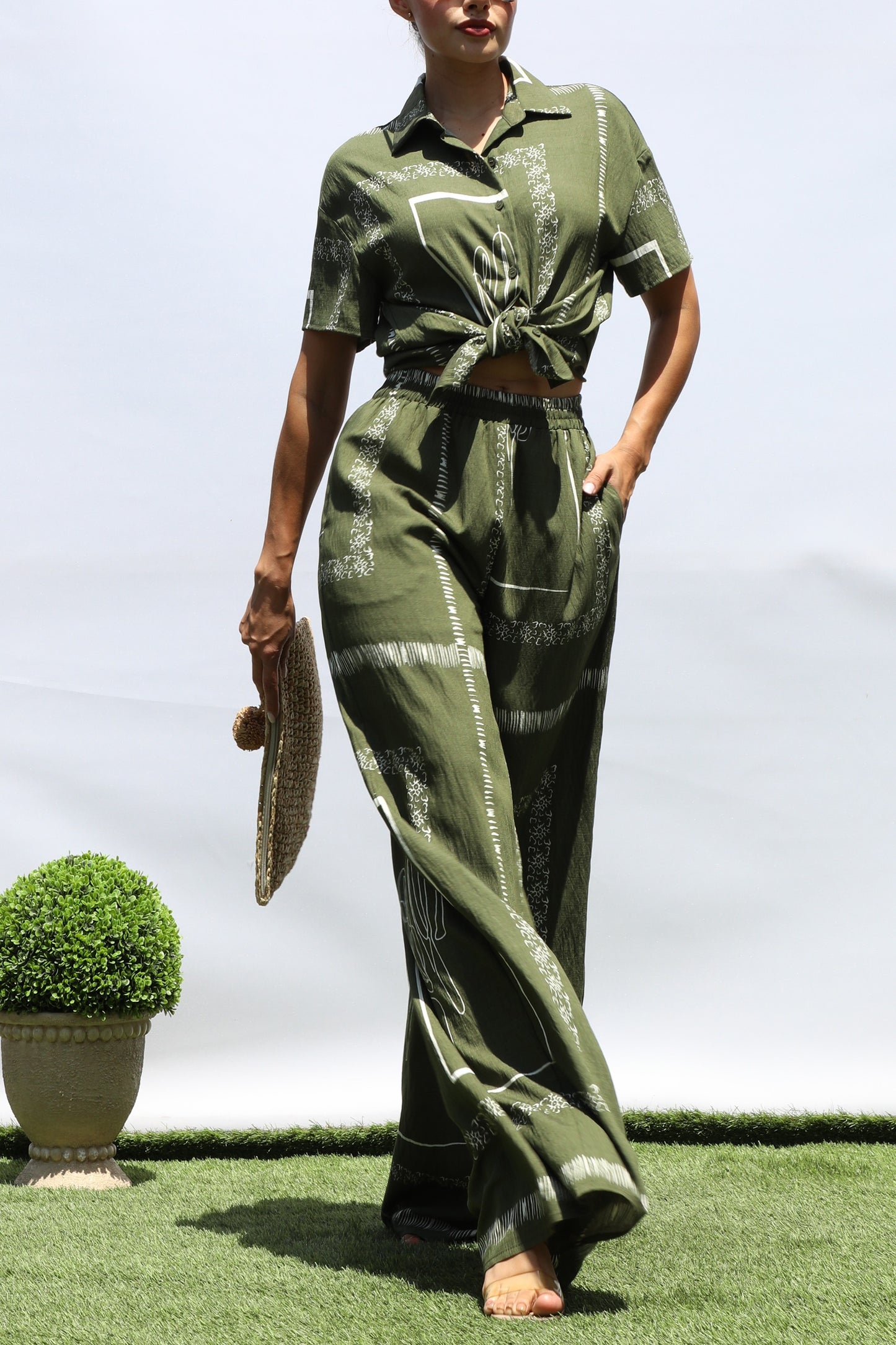 Olive Green Matching Pants Set - Ships July 15