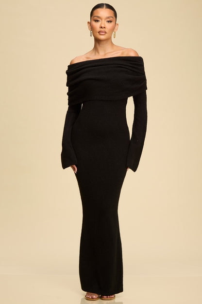 Black Off Shoulder Sweater Dress