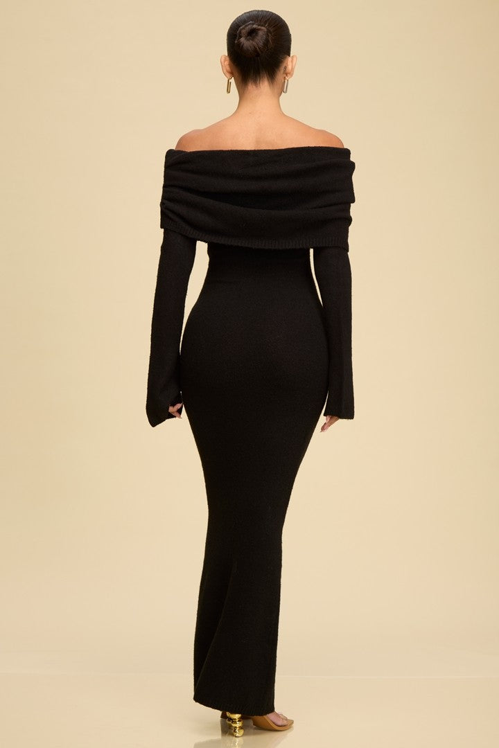 Black Off Shoulder Sweater Dress