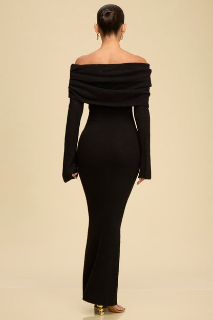 Black Off Shoulder Sweater Dress