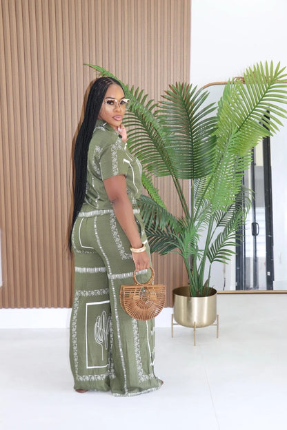 Olive Green Matching Pants Set - Ships July 15