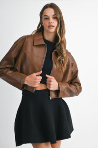 Brown Faux Leather Jacket