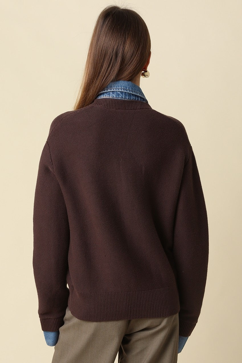 Dana Denim Knit Sweater - Brown