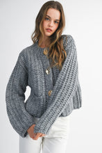 Load image into Gallery viewer, Grey Knit Sweater Cardigan
