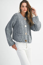 Load image into Gallery viewer, Grey Knit Sweater Cardigan
