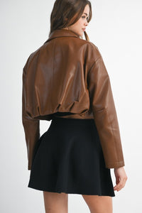 Brown Faux Leather Jacket