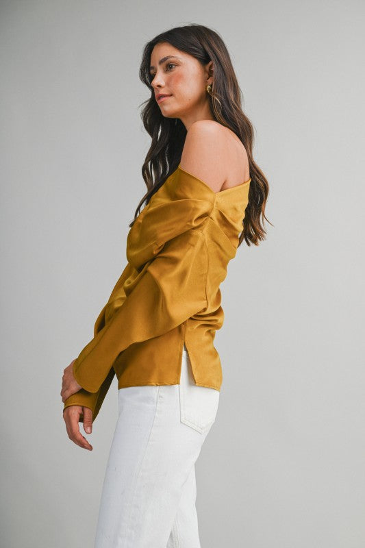 Mable Gold One Shoulder Top