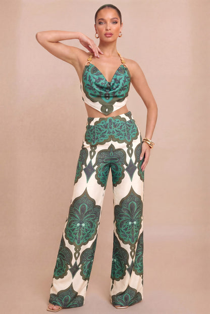 Green Soly Beaded Pant Set
