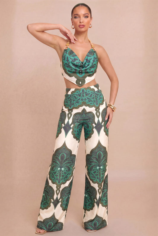 Green Soly Beaded Pant Set