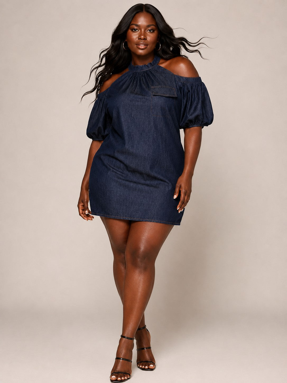 Denim Cold Shoulder Dress - Plus Size