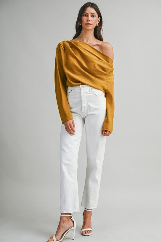 Mable Gold One Shoulder Top
