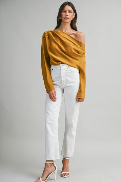 Mable Gold One Shoulder Top