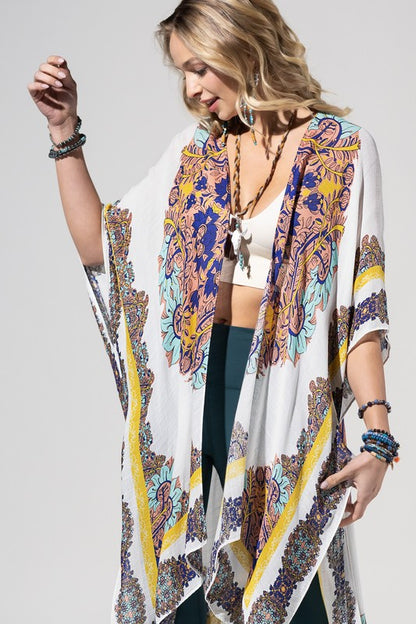White Sunburst Mandala Kimono