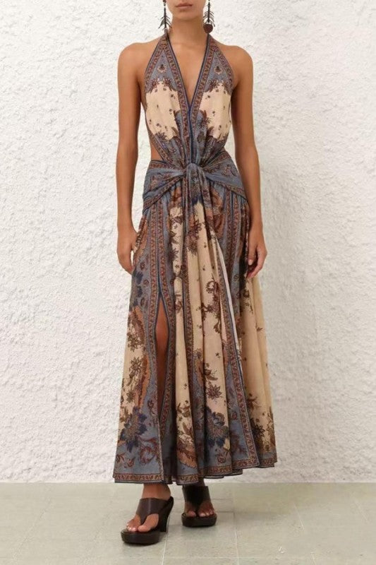 Edalene Printed Halter Dress