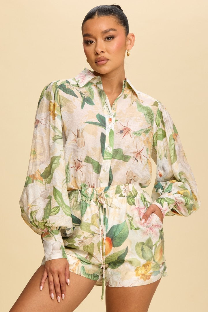 Fruits And Floral Shorts Set