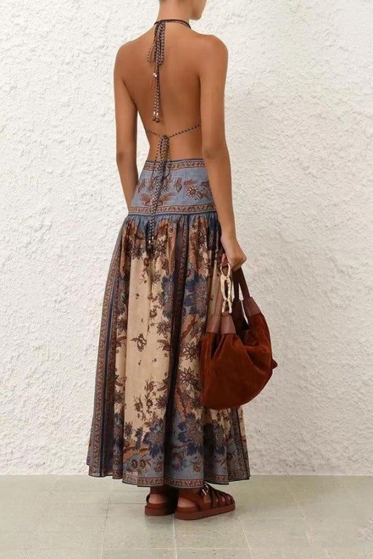 Edalene Printed Halter Dress