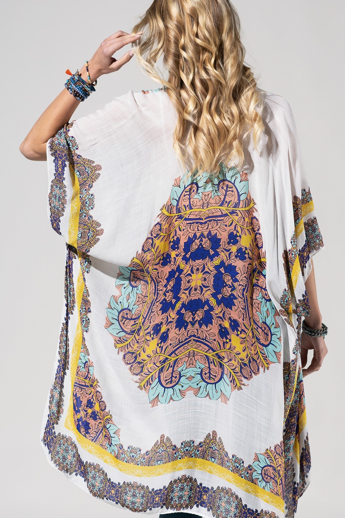 White Sunburst Mandala Kimono