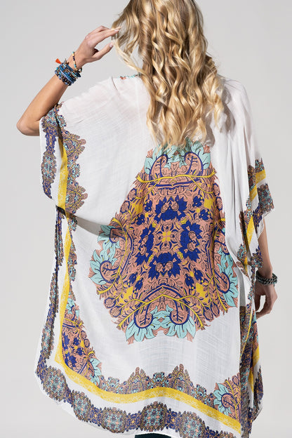 White Sunburst Mandala Kimono
