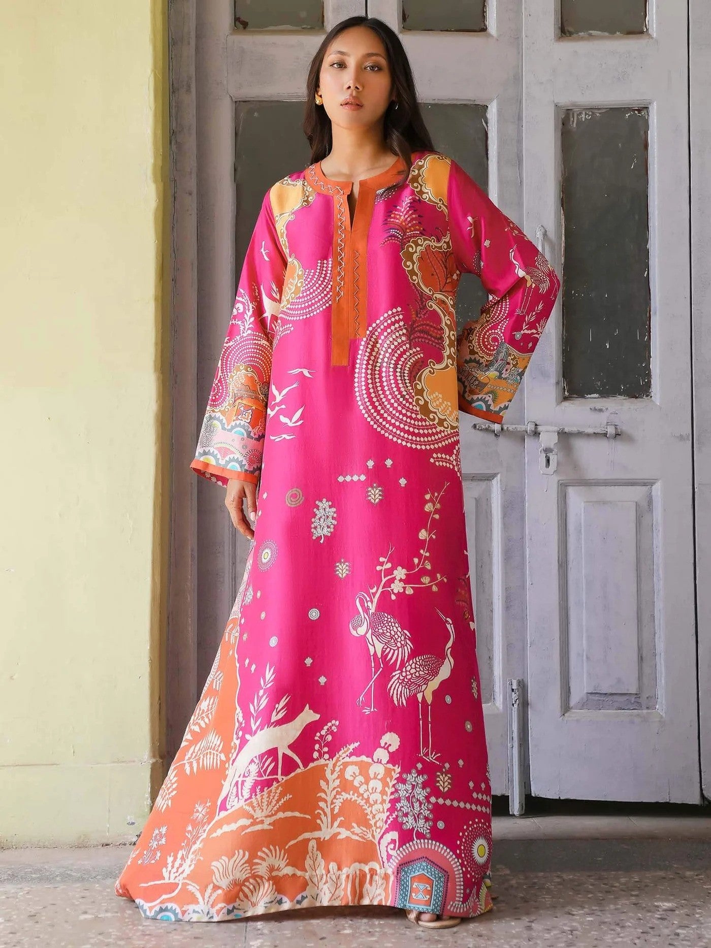Pink Silk Kaftan