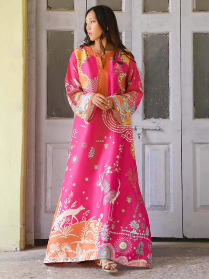 Pink Silk Kaftan