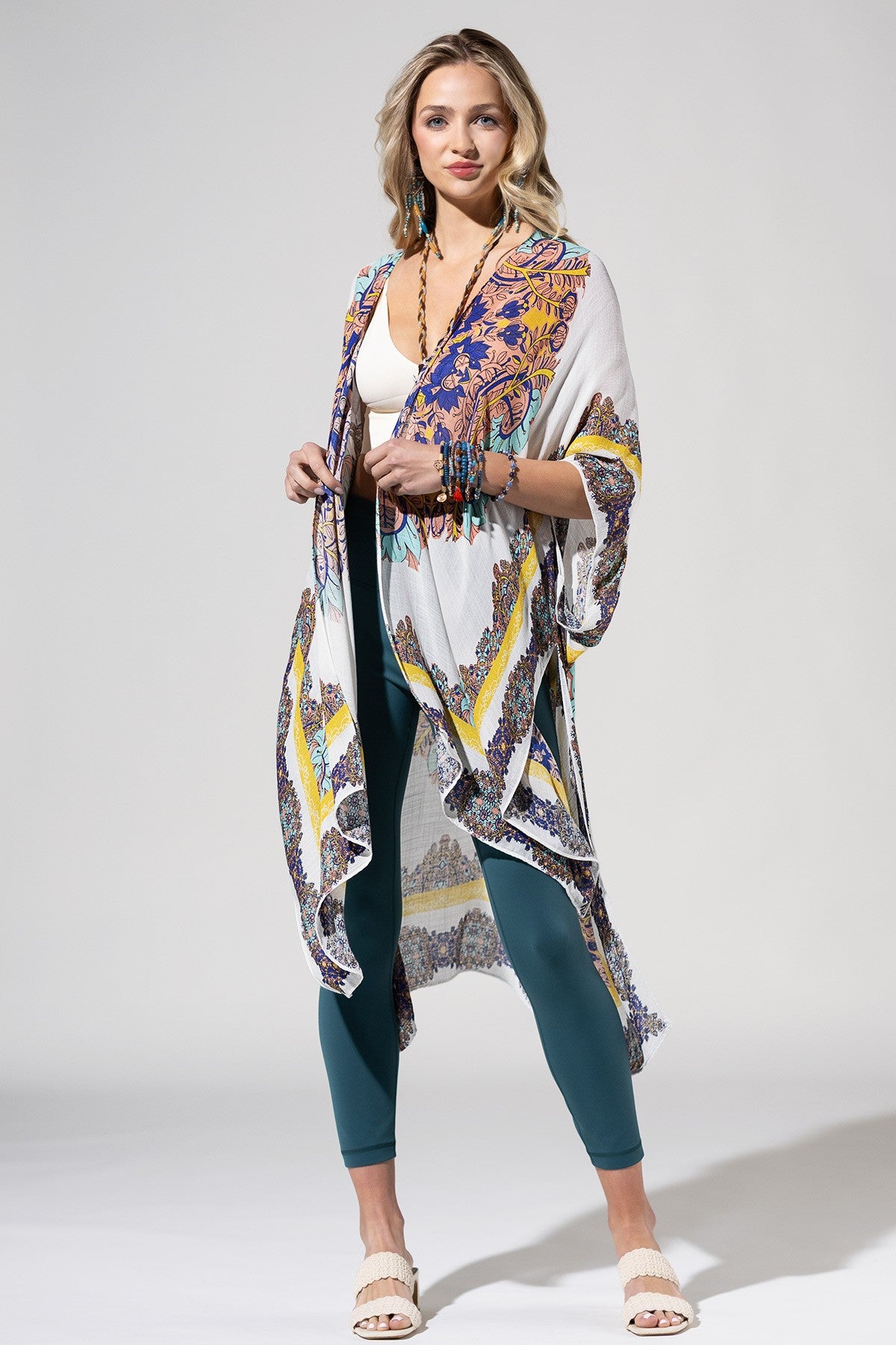 White Sunburst Mandala Kimono