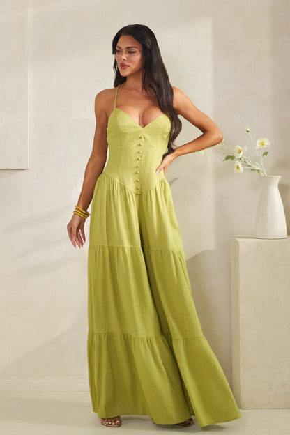 Lime Green Wide Leg Jumpsuit