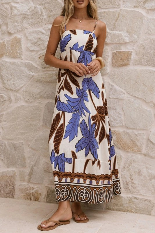 Botanical Print Maxi Dress