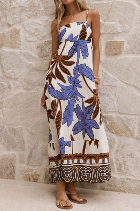 Botanical Print Maxi Dress