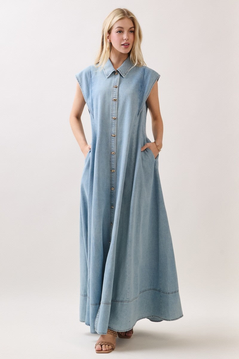 Idella Pocketed Denim Dress