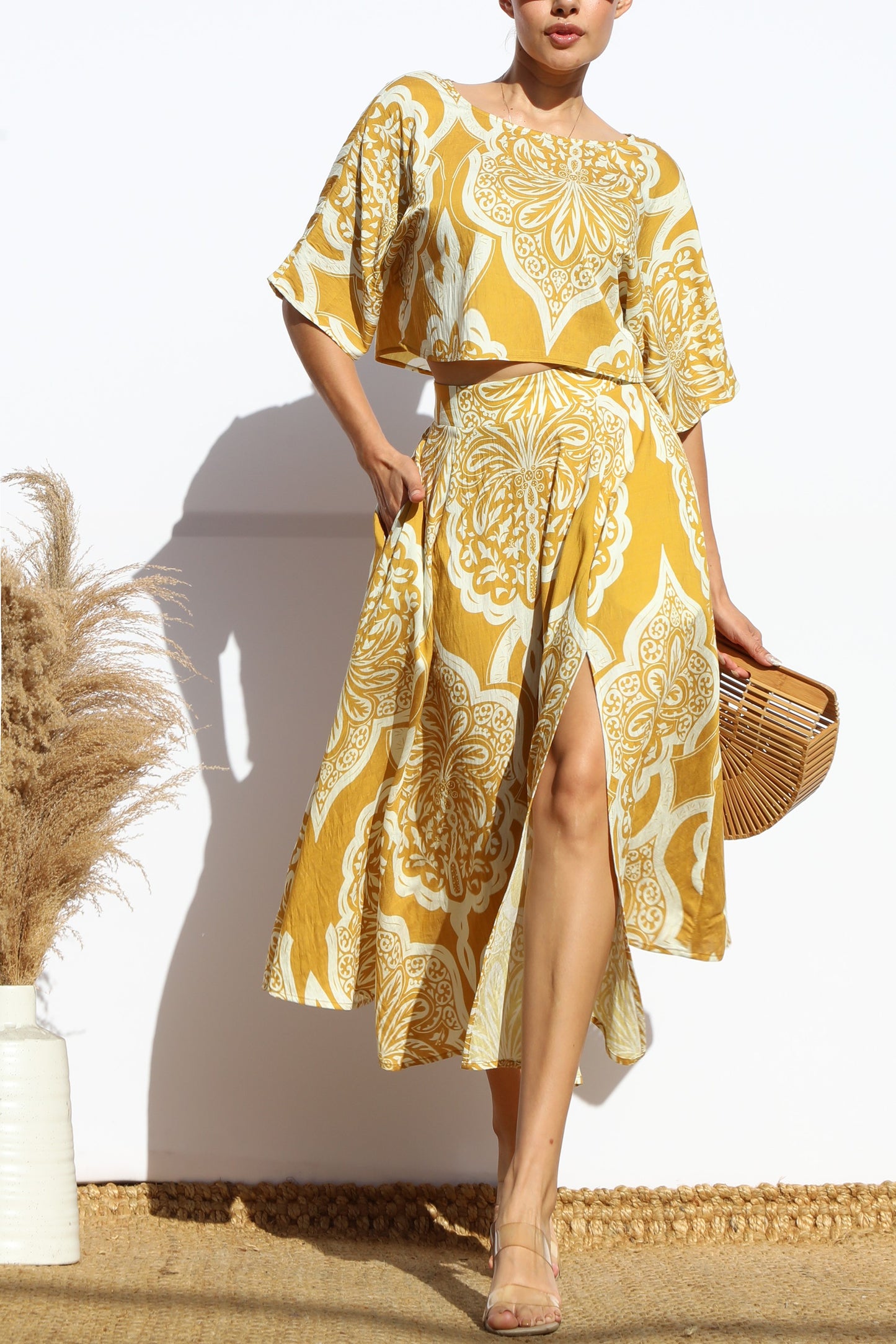 Mustard Matching Skirt Set