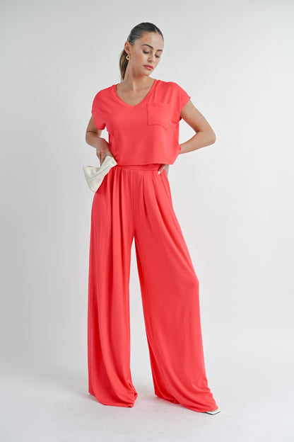 Coral Matching Pant Set