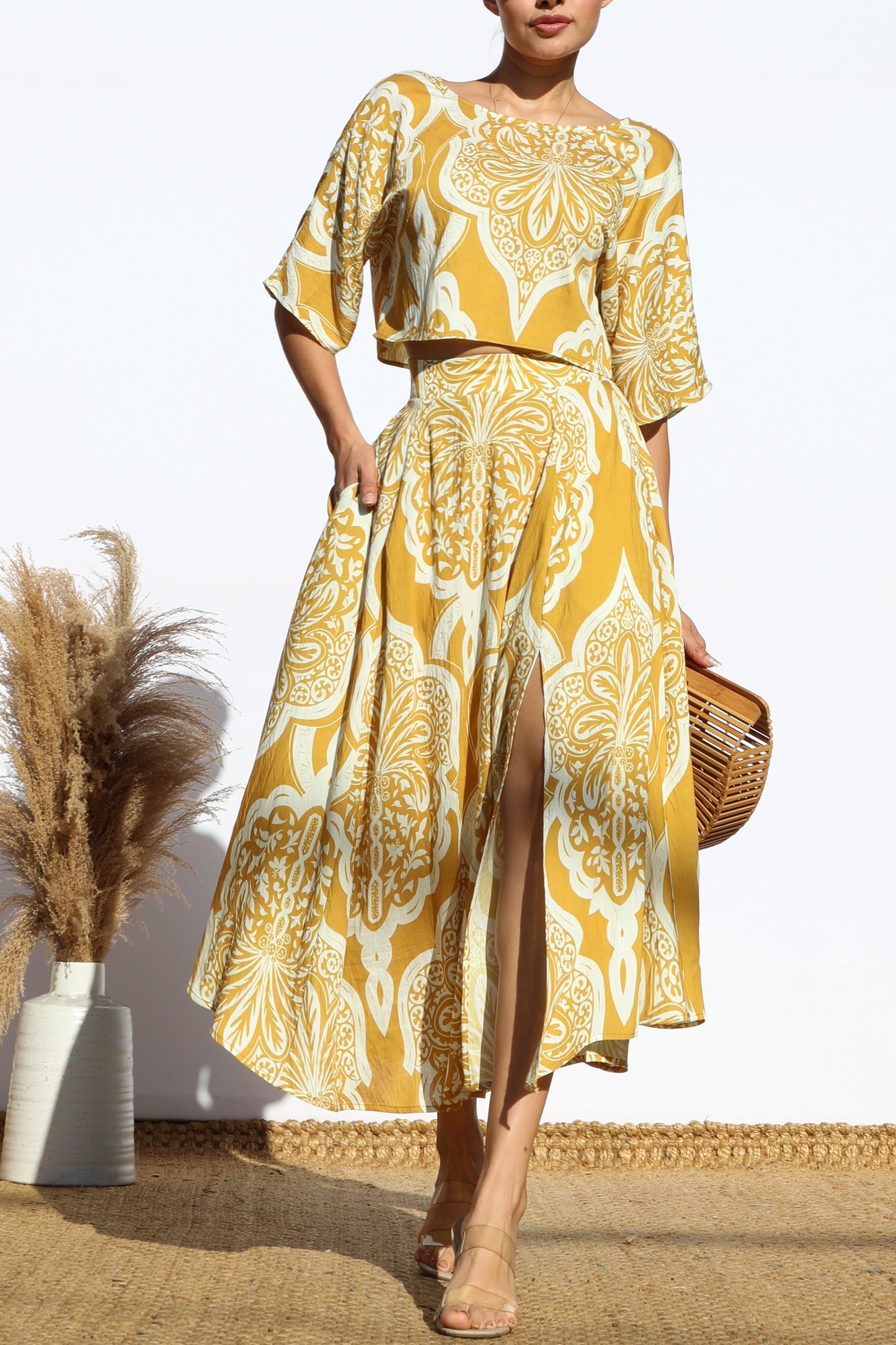 Mustard Matching Skirt Set