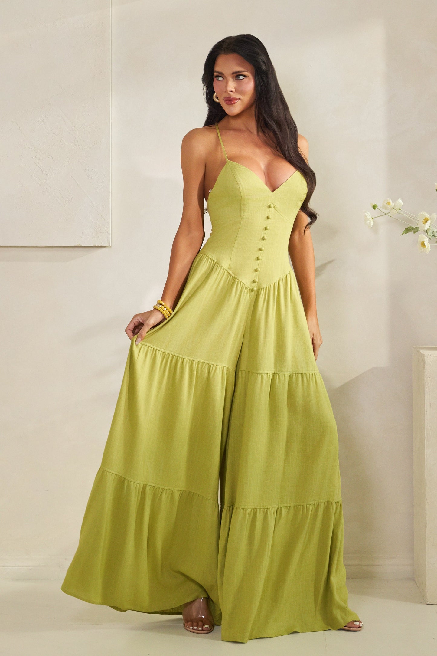 Lime Green Wide Leg Jumpsuit