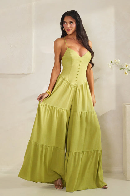 Lime Green Wide Leg Jumpsuit