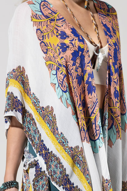 White Sunburst Mandala Kimono