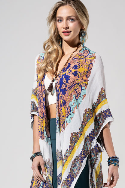 White Sunburst Mandala Kimono