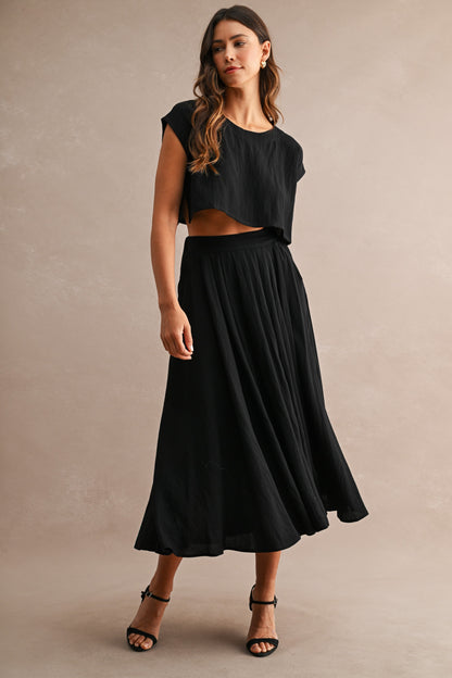 Idella Black Skirt Set