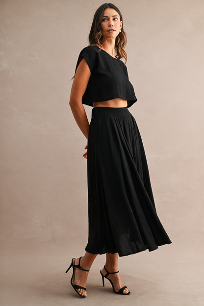 Idella Black Skirt Set