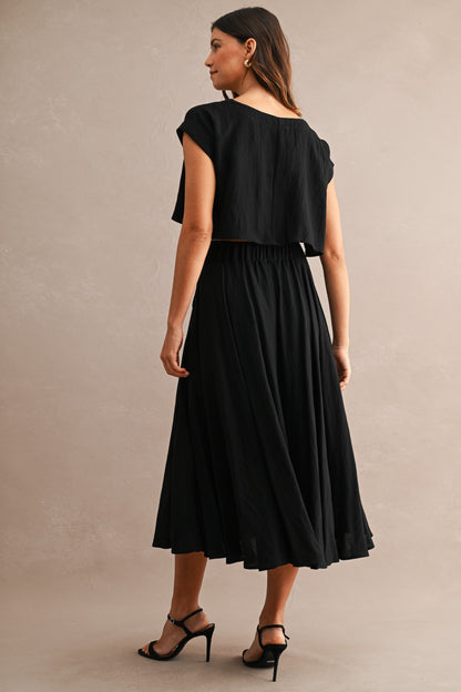 Idella Black Skirt Set