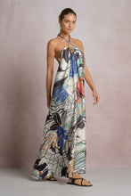 Load image into Gallery viewer, Aleeza Blue Botanical Halter Dress
