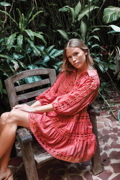 Elan Coral Lace Dress