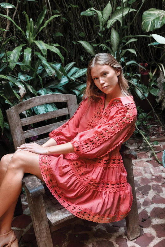 Elan Coral Lace Dress